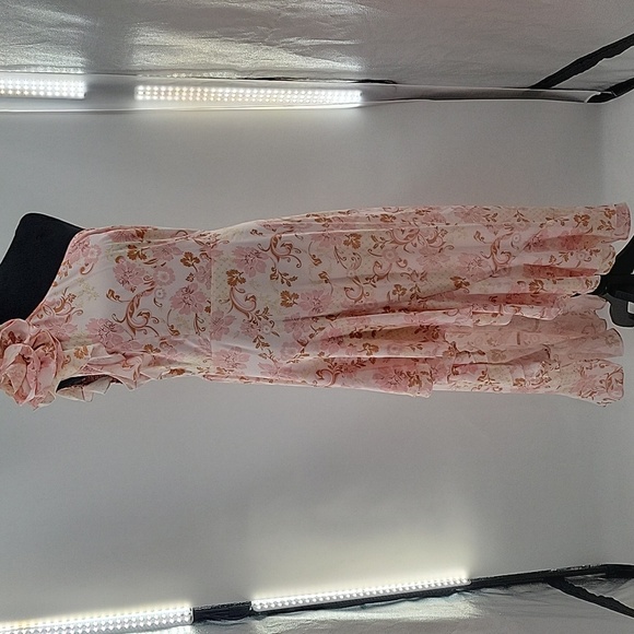 Elegant Pink Floral Hi Low One-Shoulder Dress NWT - Picture 8 of 16